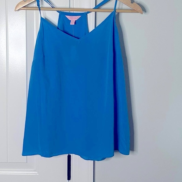 Lilly Pulitzer-Dusk silk tank top-Ariel Blue-Size Medium-NWT - Picture 10 of 13